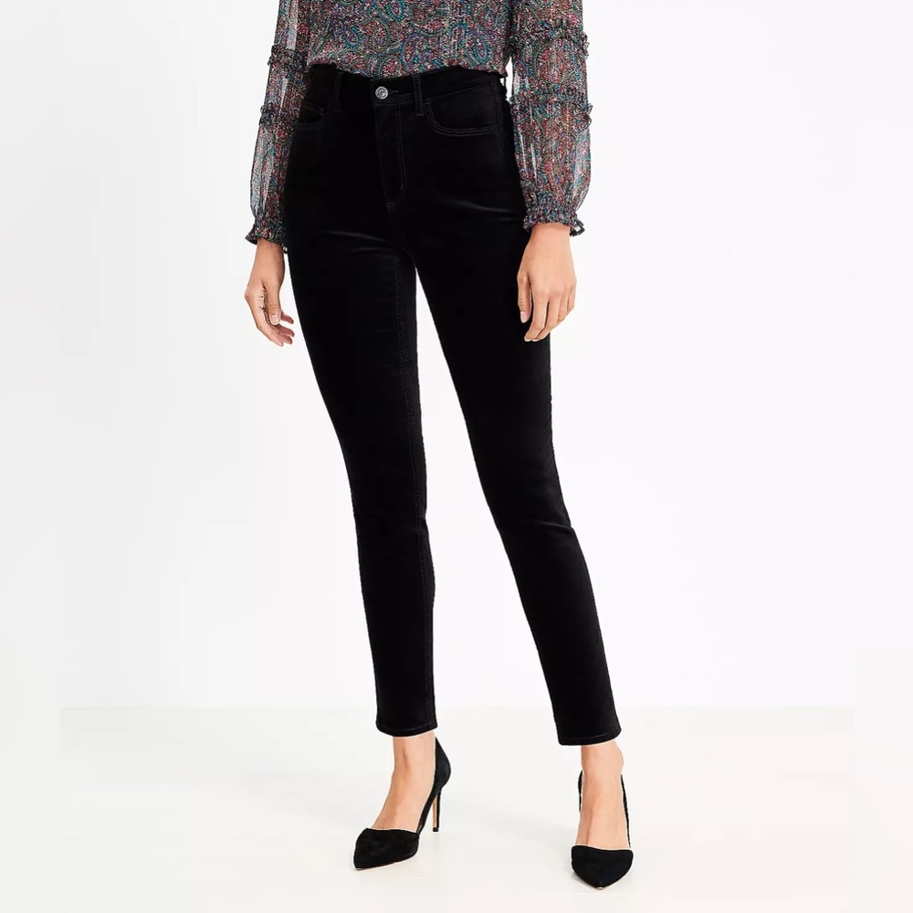 LOFT Curvy Velvet Skinny Pants, Mid-Rise